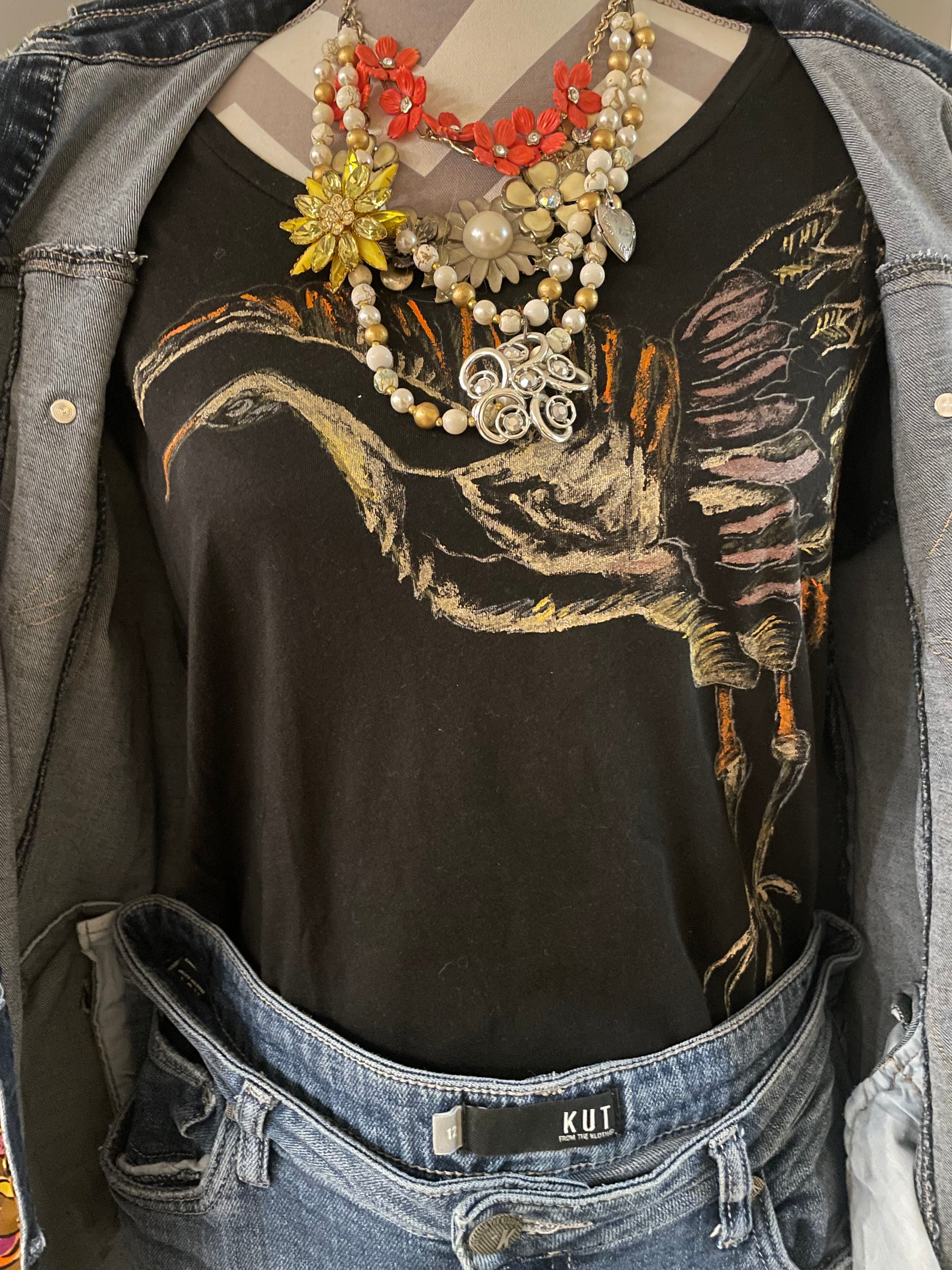 necklace is made of vintage jewelry