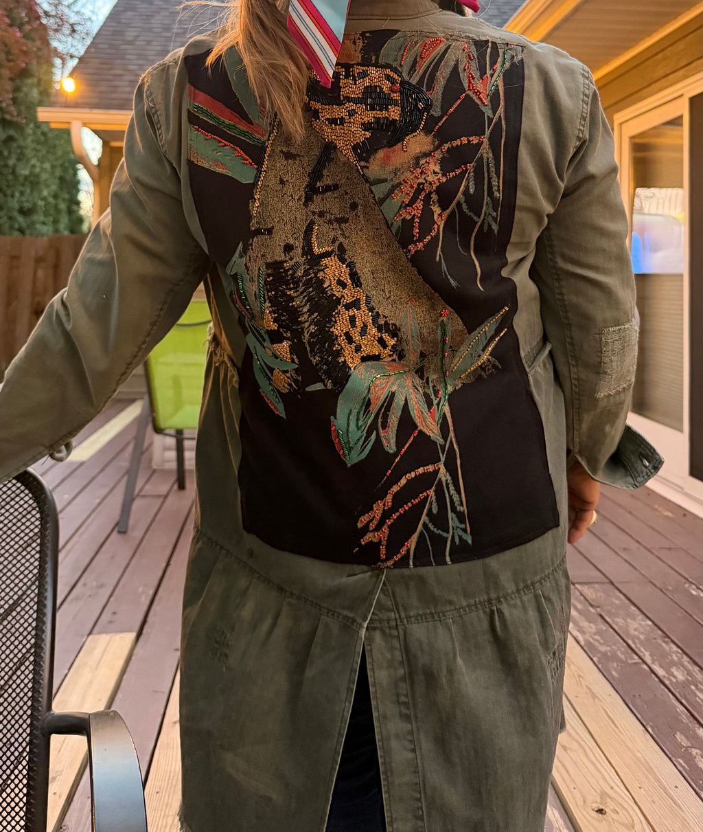 FREE PEOPLE long green jacket